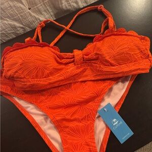 Cupshe Bright Orange Textured Bikini